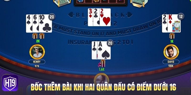 Bốc thêm bài khi hai quân đầu có điểm dưới 16